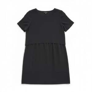 Club Monaco Black 100% Silk Layered Short Sleeve Dress Size 0